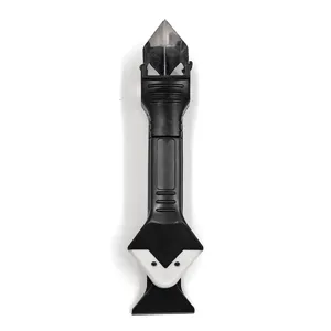 Three-in-one glass residual glue scraper and multi-functional sealant caulking tool for home renovation.