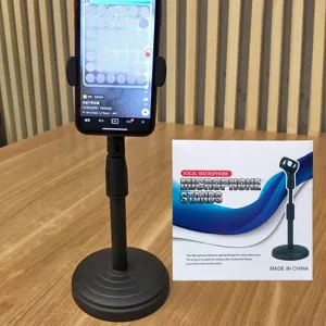 Supporto per Telefono da Tavolo Regolabile Girevole Supporto Universale per Cellulare per Streaming Scrivania Studio Nero