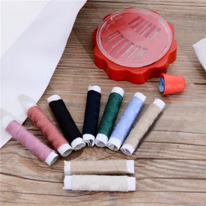 Kit da cucito portatile scatola porta aghi e fili multicolore set di strumenti per la riparazione