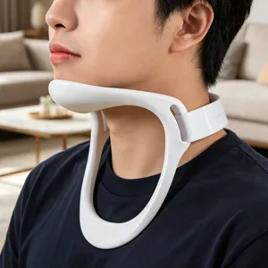 Ergonomische witte nekbrace voor het corrigeren van een slechte houding gedragen door man