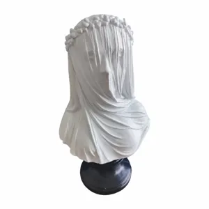 Resin Veiled Woman Bust Sculpture European Style Home Desktop Decoration Figurine