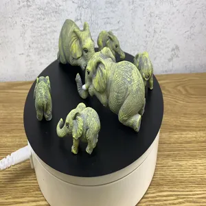 Resin elephant family figurine set, cute vintage animal mini statues for home decor landscape