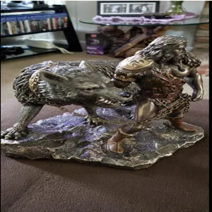 Norse mythology Tyr and Fenrir wolf resin statue sculpture home desktop decor ornament