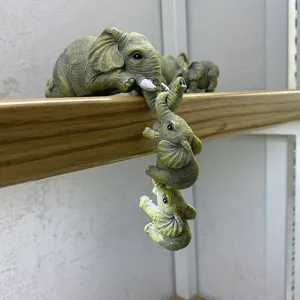 Cute hanging elephant figurine set resin home desktop decor creative animal ornament shelf