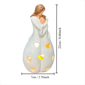 Mother and child hug LED candle holder resin figurine home decor warmth gift 22cm