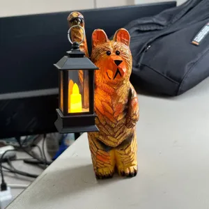 Figurine d'ours en résine avec lanterne décoration de jardin ornement créatif pour cour