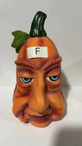 Halloween funny pumpkin head resin ornament for outdoor courtyard party holiday decoration