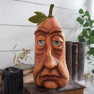 Funny Halloween pumpkin decor human face resin ornament for party home yard spooky display