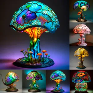 Kreative Magische Pilz LED Tischlampe Harz Leuchtendes Nachtlicht Europäischer Stil Heimdekoration Schreibtisch Ornament