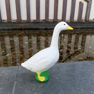 Large white goose resin ornament statue, perfect for garden pond, home and desktop decor.