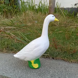 Resin white goose statue garden ornament outdoor lawn decoration desktop animal figurine craft