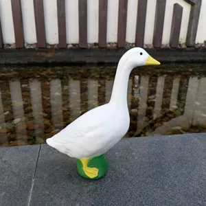 Large Resin White Goose Statue Figurine Lifelike Animal Sculpture Ornament For Garden Pond Desk Home Decor