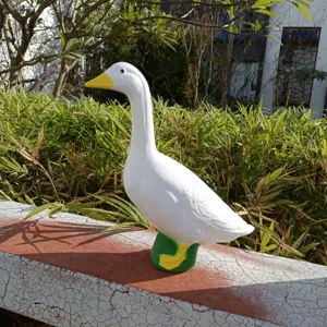 Large 43cm white goose resin statue ornament for indoor home, garden, and desktop decor.