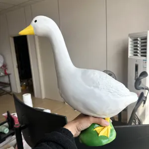 Large white goose resin figurine statue ornament for home and garden desktop decor