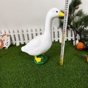 Large 43cm white goose resin statue ornament for home garden pond desktop decor.