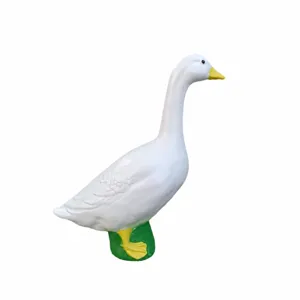 Large 43cm white goose resin statue figurine ornament for home garden pond desktop decor.