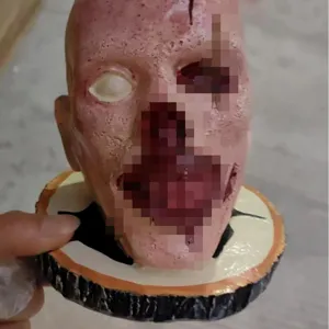 Halloween bloc couteau tete de zombie sanglant effrayant horreur cuisine support deco.