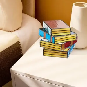 Stained glass book table lamp decorative resin miniature night light bedroom aesthetic desk decor