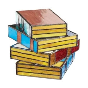 Decorative colorful resin book stack ornament creative vintage aesthetic tabletop art piece
