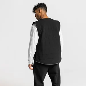 Men winter warm padded vest casual sleeveless outerwear solid black winter puffer jacket top