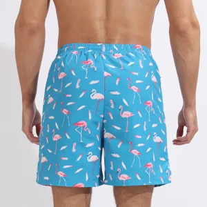 Short de bain homme flamant rose imprimé bleu décontracté plage séchage rapide