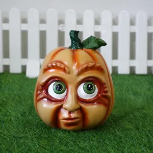 Halloween funny pumpkin head garden decoration resin sculpture spooky party prop