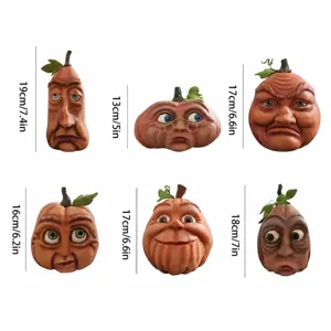 Halloween funny pumpkin head courtyard decoration outdoor party strange expression prop sculpture
