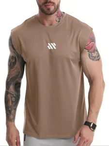 Débardeur sport sans manches homme, t-shirt d'été larges épaules respirant pour fitness.