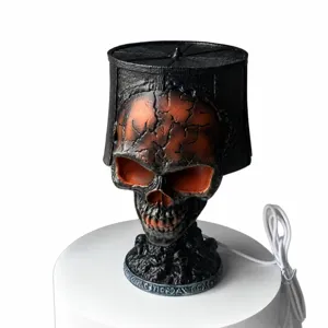 Halloween φωτιστικό κρανίο από ρητίνη διακόσμηση πάρτι γοτθικό τρόμος τρομακτικό αξεσουάρ