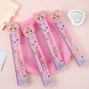 Simpatico righello shaker in acrilico cartone animato 15cm cancelleria rosa bellissimo