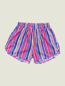 Men's colorful striped quick-dry beach shorts casual sports shorts with drawstring waist.