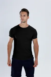 Herren Einfarbig Schnelltrocknend Sport T-Shirt, Atmungsaktiv Mesh Fitness Kurzarm Oberteil.