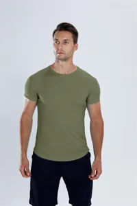 Herren einfarbig atmungsaktiv schnelltrocknend Sport T-Shirt für Fitness Laufen Freizeit