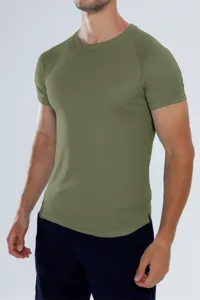 Detailansicht des atmungsaktiven Herren Mesh Sport Kurzarm Fitness Lauf T-Shirts.