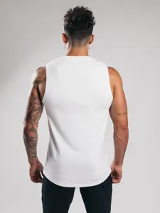 Heren mouwloos katoenen fitness tanktop, ademend spier workout sportshirt voor de zomer.