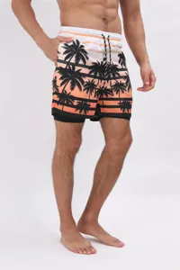 Pantaloncini da bagno uomo doppio strato asciugatura rapida stampa palme tropicali mare