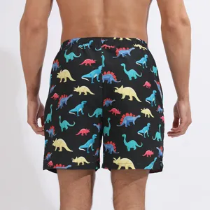 Maillot de bain homme avec imprimé dinosaure coloré, vue détaillée de dos de l'article.