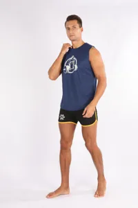 Set canotta fitness smanicata e pantaloncini da uomo ad asciugatura rapida, abbigliamento sportivo.