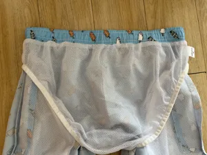 Men's casual beach shorts swim trunks inner mesh lining detail view fashion ice cream print