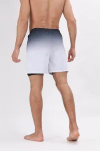 Pantaloncini da bagno uomo doppio strato asciugatura rapida sfumati per spiaggia e sport.