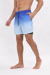 Pantaloncini da bagno uomo sfumato blu doppio strato asciugatura rapida per mare sport fitness.