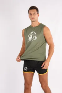 Set canotta e pantaloncini da fitness senza maniche ad asciugatura rapida per uomo sport.
