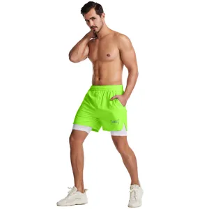 ADED pantalón corto deportivo fitness correr doble capa secado rápido detalle.