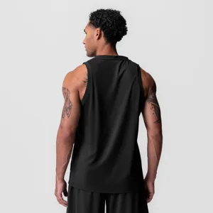 Men quick dry running tank top back mesh breathable sports fitness sleeveless shirt black
