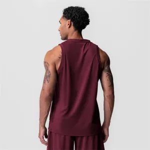 Men mesh athletic tank top detailed view, breathable quick-dry fabric for sports running fitness.
