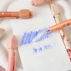 Cute capybara erasable gel pen student stationery with rotating dice cap for writing.