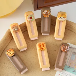 Borrador Push Pull de Comida de Pan de Dibujos Animados Linda Papelería para Estudiantes Borrador de Lápiz Retráctil de Núcleo Reemplazable para Niños Escolares