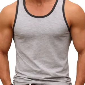 Heren grijs fitness tanktop mouwloos sportshirt hoofdweergave sportkleding mooi