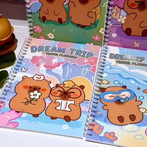 Cute capybara cartoon spiral notebook A5 lined journal for students school stationery supplies