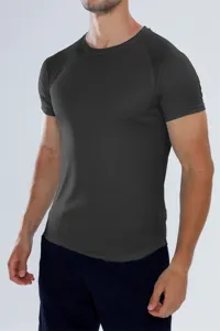 Atmungsaktives Herren Sport T-Shirt kurzarm schnelltrocknend Fitness Laufshirt einfarbig